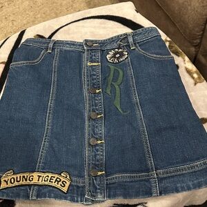 Trendy Denim Mini Skirt with Embroidery